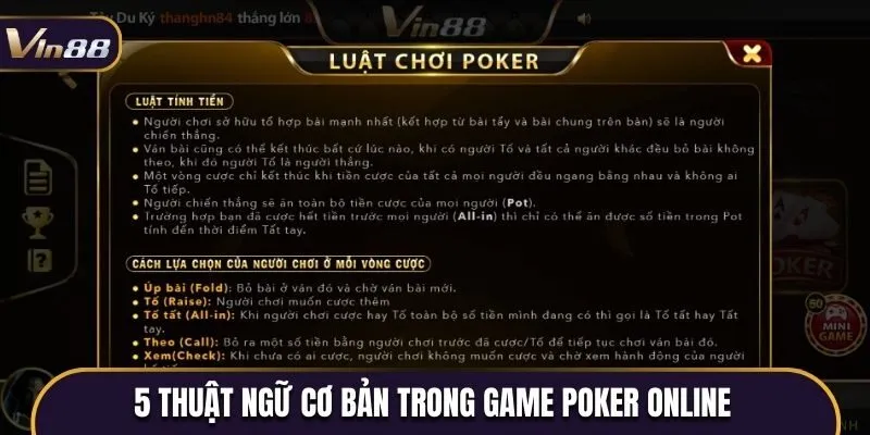 5 thuật ngữ cơ bản trong game poker online