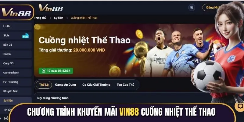 Chương trình khuyến mãi Vin88 cuồng nhiệt thể thao