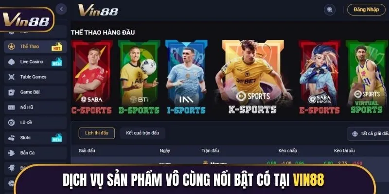 Dịch vụ sản phẩm vô cùng nổi bật và đa dạng tại Vin88