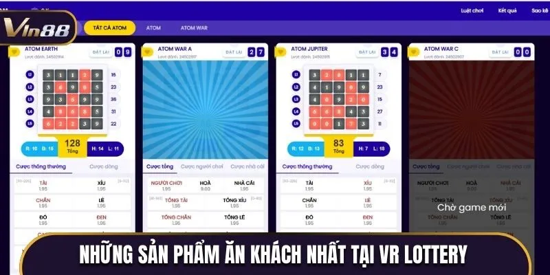 Những sản phẩm ăn khách nhất tại VR Lottery 